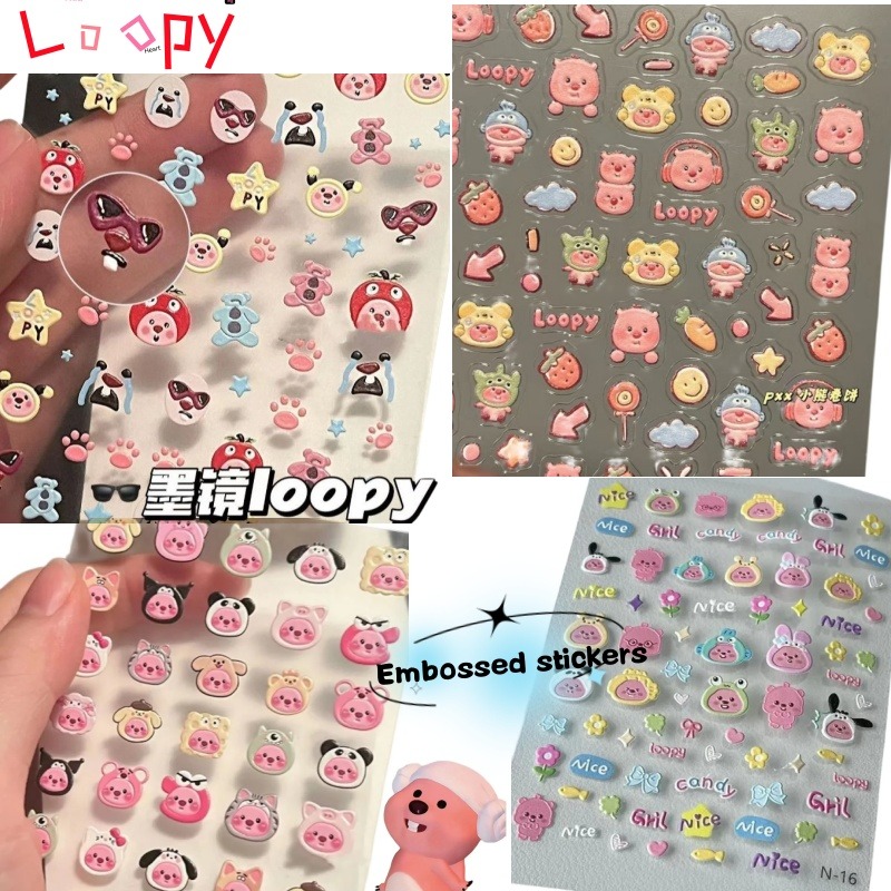 Nail Art Nail Art - Adhesivo 3D en relieve Loopy, adhesivo