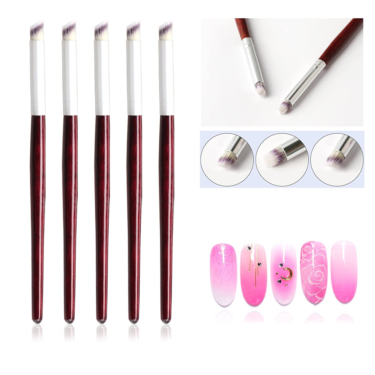 Nail Art Sch - Juego de 1/2/3/5 Pinceles de Madera