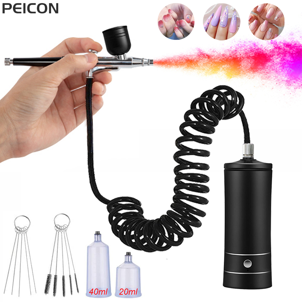Nail Art Sch - Aerógrafo para uñas con compresor, cepillo